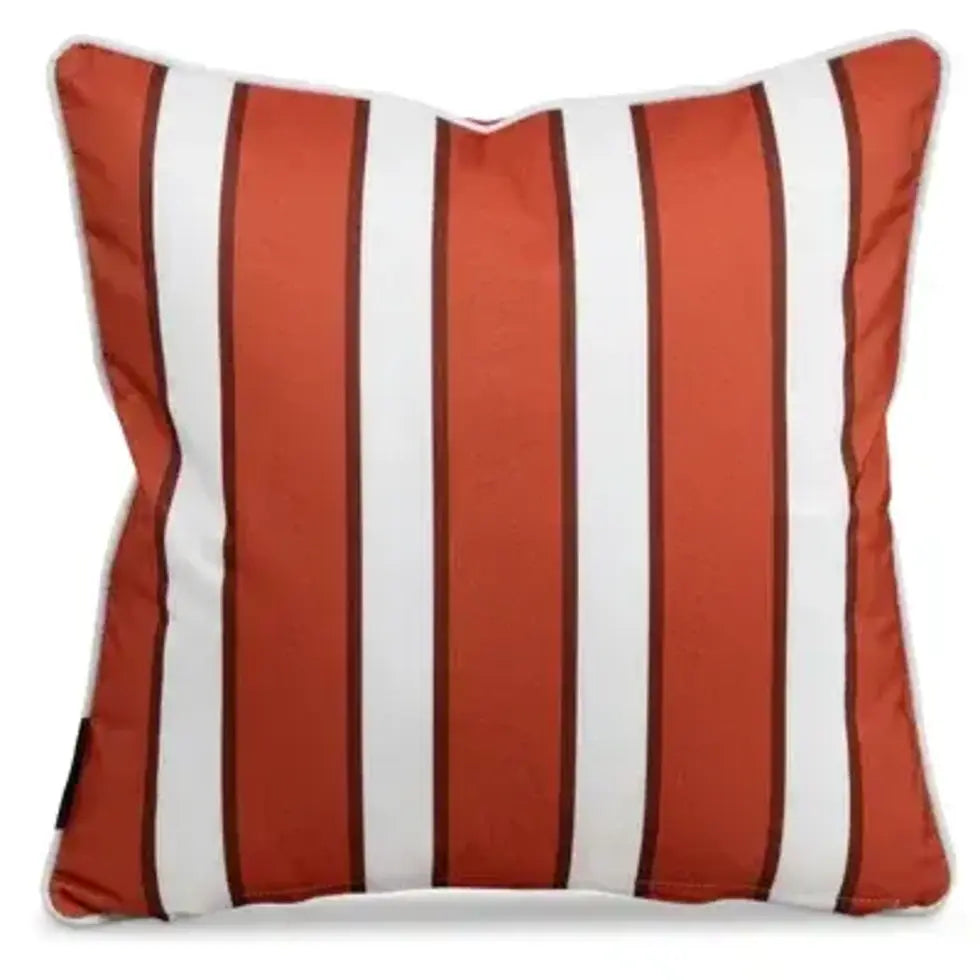 Bondi Stripe Coral - 45 x 45 cm Piped Outdoor Cushion