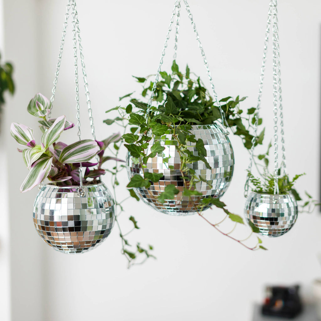 Disco Ball Hanging Planter 8in