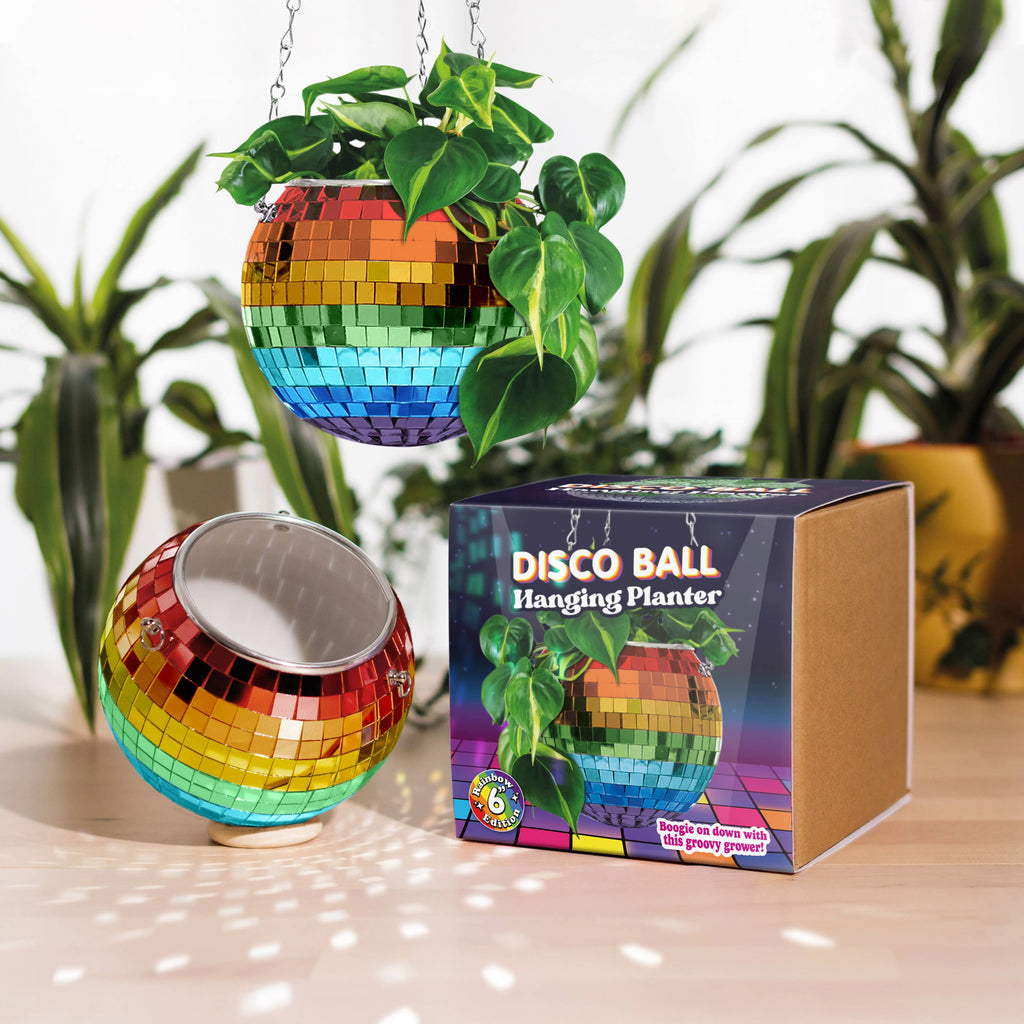 Disco Ball Hanging Planter - Rainbow 6in