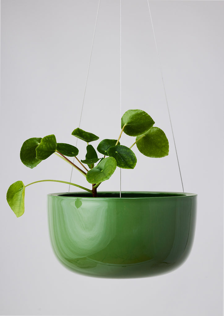 Glazed Earth Hanging Planter Forest Green