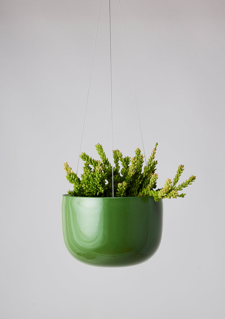 Glazed Earth Hanging Planter Forest Green