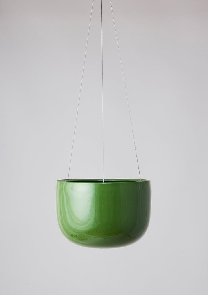 Glazed Earth Hanging Planter Forest Green