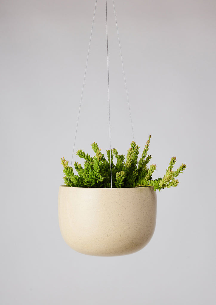 Glazed Earth Hanging Planter Speckled Clay