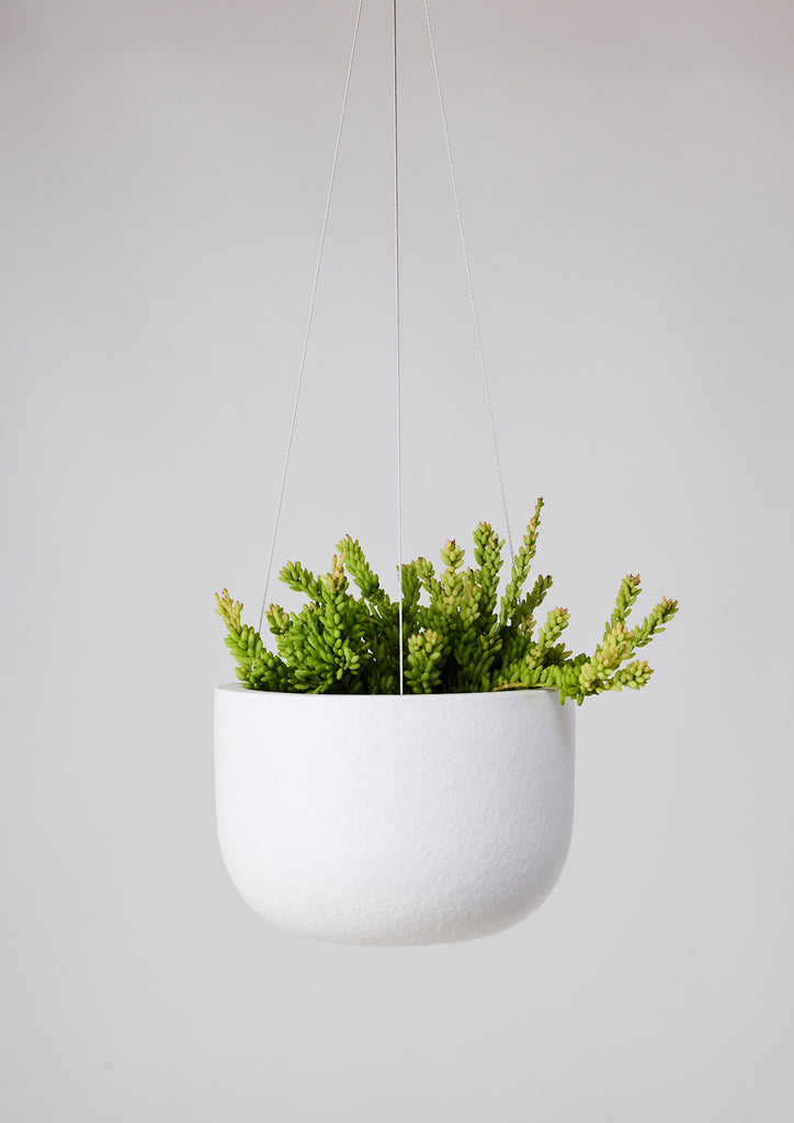 Glazed Earth Hanging Planter White Boucle