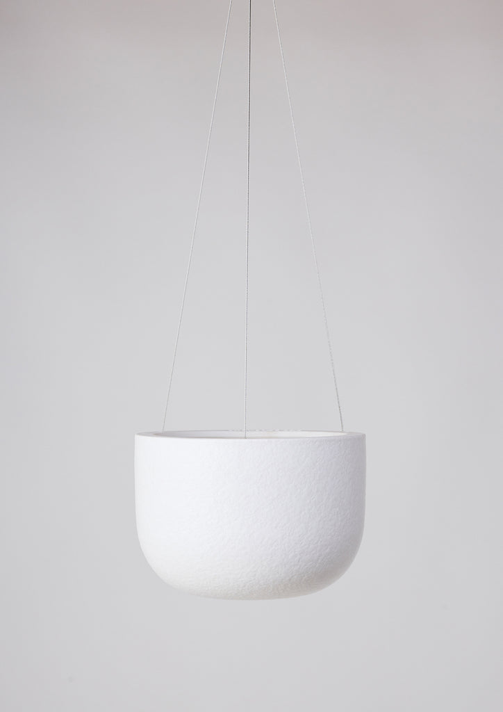 Glazed Earth Hanging Planter White Boucle