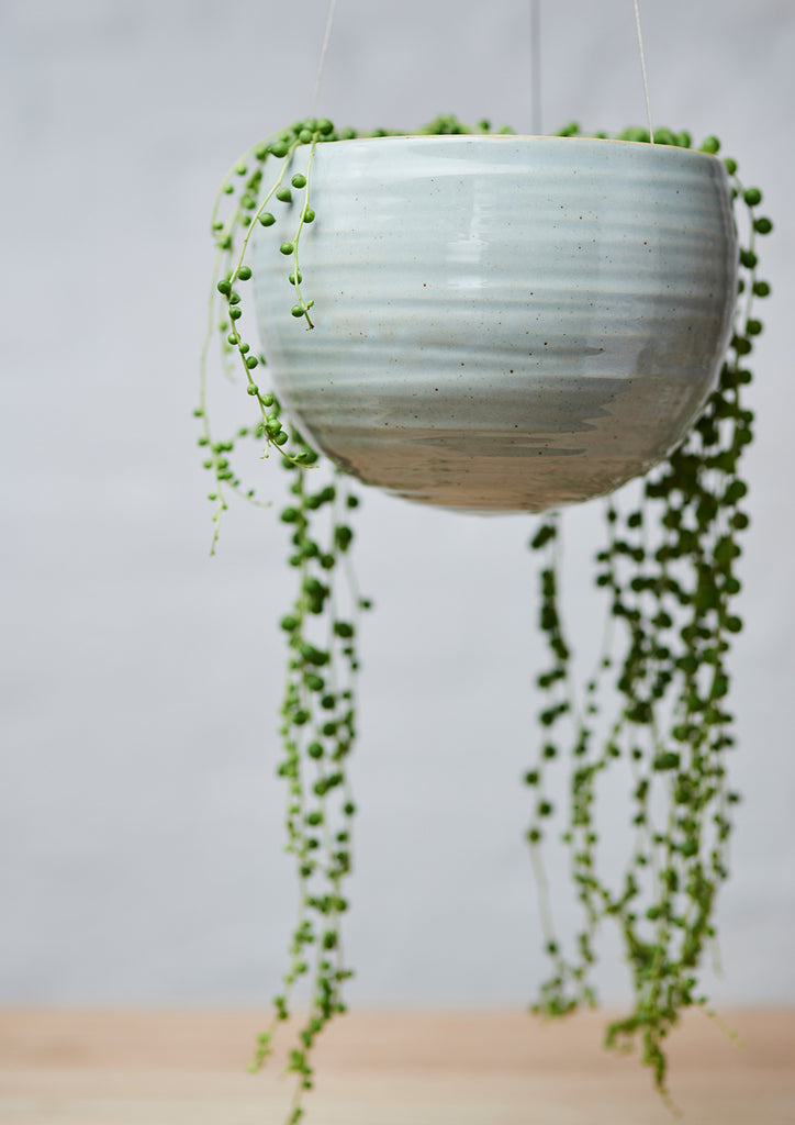 Hanging Spherical Planter Grey Crackle