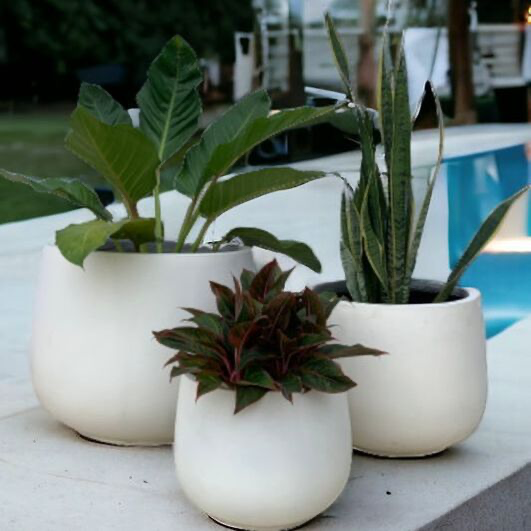 NEW Fibrecrete Bung Tub Planter Pot in Matt White