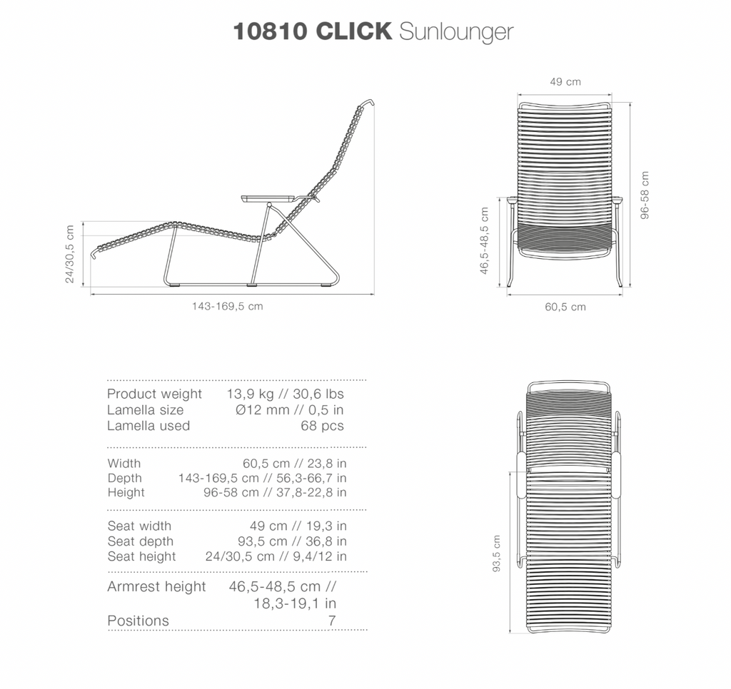 Click Sun Lounger - Chalk White